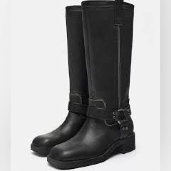 Zara Black Combat & Moto Boots - Picture 2 of 3
